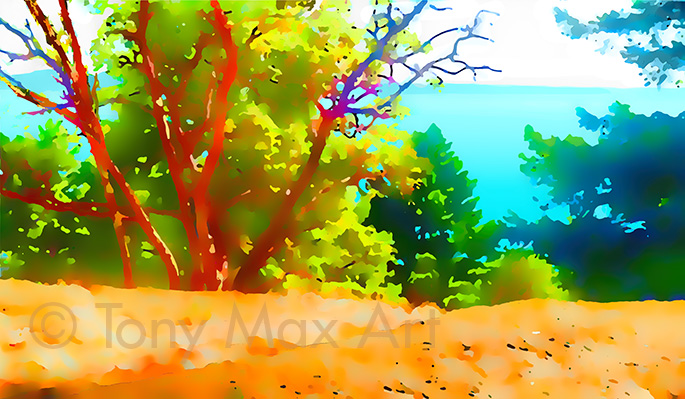 "Arbutus Vista – Closeup" - arbutus art by artist Tony Max