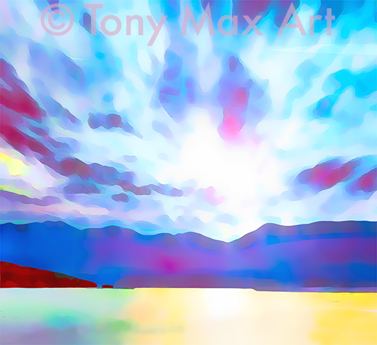 "Coastal Ferry – Looking Back – Almost Square" - British Columbia coastal art by Canada's best fine artist, Tony Max