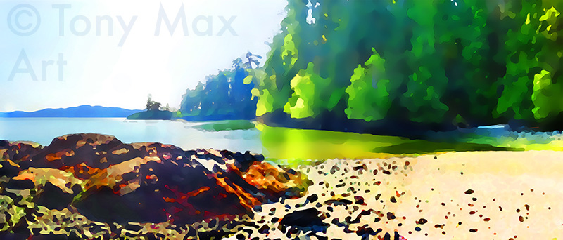 "Colorful Cove in May (Mid-Width" - B. C. art prints by artist Tony Max