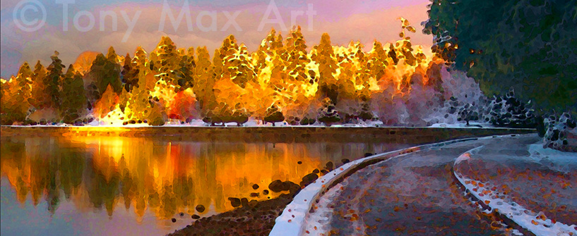 "Fall Gold and Snow – Long" -  Tony Max Vancouver canvas art prints editions