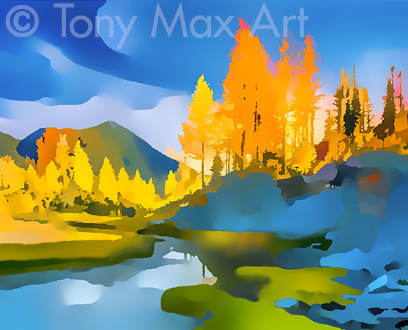 "Mountaain Grandeur 22 – Moderately Horizontal –Canadian landscape art by painter Tony Max