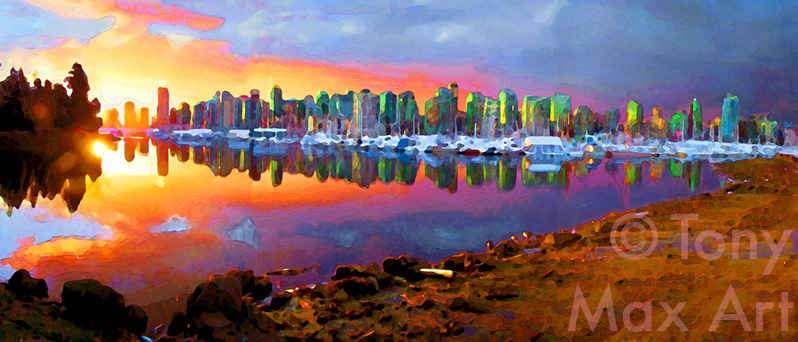 "Coal Harbour Dawn" – Vancouver art by Vancouver's top artist:  Tony Max