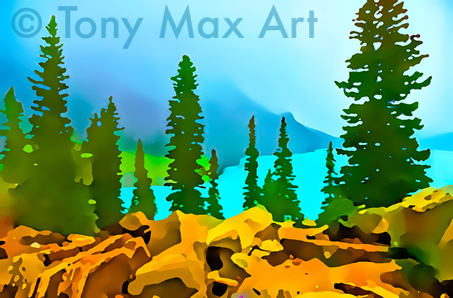 "Aslberta Rockies" - Alberta art prints by painter Tony Max