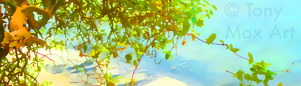 "Arbutus – Seeking Lightr" – madrona paintings by Tony Max