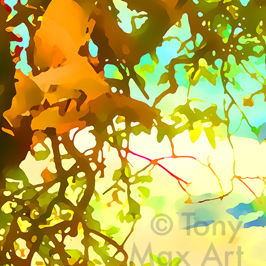 "Arbutus – Seeking Light – Square) – arbutus art prints by artist Tony Max