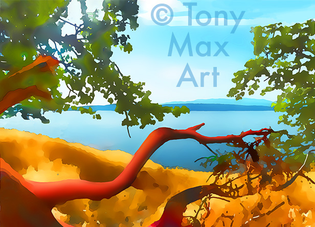 "Arbutus – Summer Memories – Horizontal" – British Columbia art by art legend Tony Max