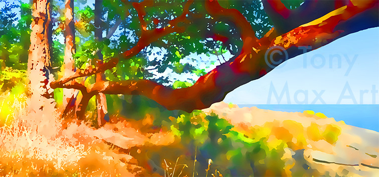 "Arbutus – Twisted Horizontal" – arbutus art by artist Tony Max