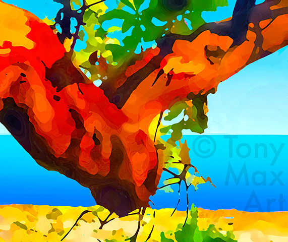 "Arbutus Viewpoint 2 – Horizontal" – madrona paintings by artist Tony Max