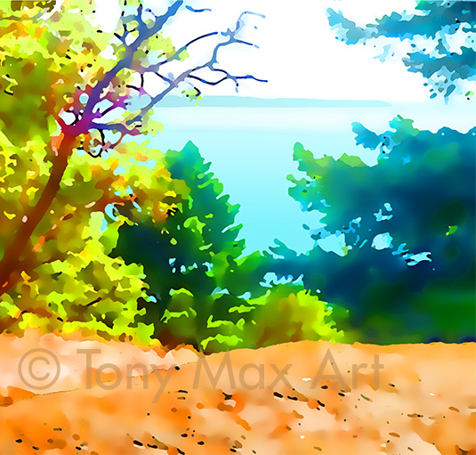 "Arbutus Vista – Almost Square" – arbutus fine art by artist Tony Max
