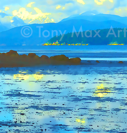 "Atkinson Lighthouse in Distance &ndash; Almost Square" - Vancouver art by Canadian painter Tony Max