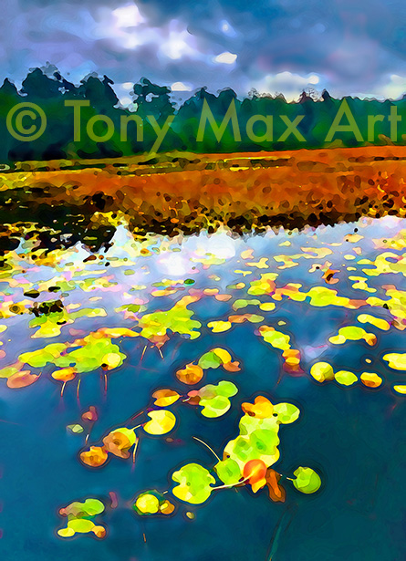 "Beaver Lake – Vertical" – Stanley Park art by art legend Tony Max