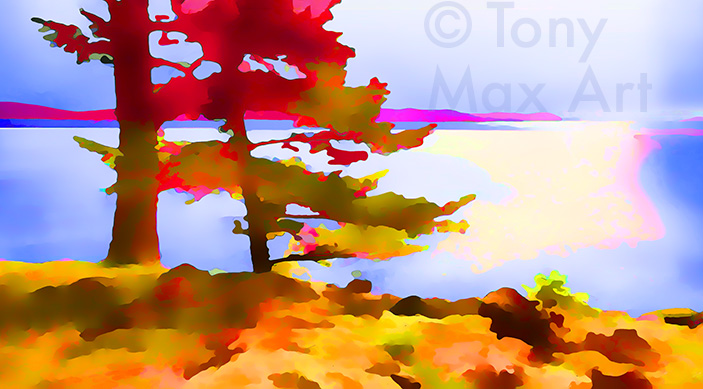 Museum-quality, archival, original, limited edition, signed and numbered, mixed media inkjet canvas British Columbia art by artist Tony Max.
