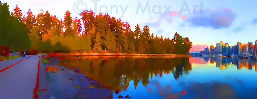 "Coal Harbour Sunset (Park Focus) – Vancouver art prints by Tony Max