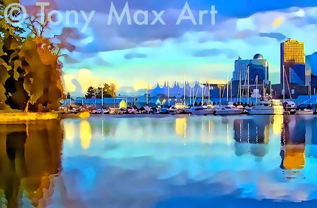 "Coal Harbour View &ndash; Closeup" &ndash; Vancouver paintings by artist Tony Max