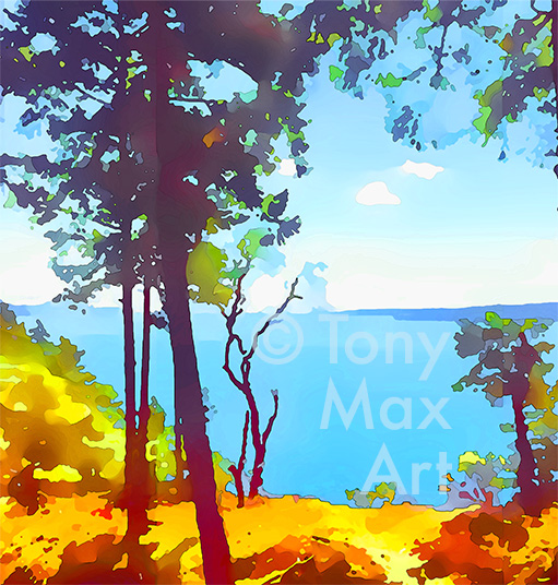 "Coastal Vista 1 – Almost Square" – art of British Columbia by artist Tony Max