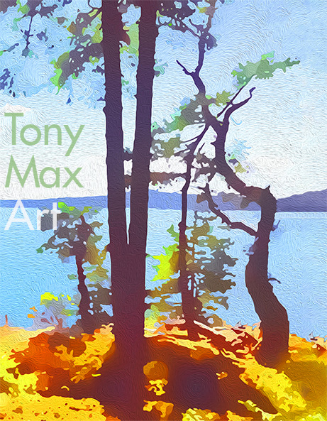 "Coastal Vista 1 – Vertical Tall" – art of British Columbia by painter Tony Max
