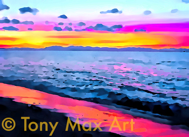 "Coastal Vista 107" – BC coast paintings by artist Tony Max