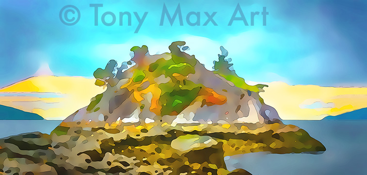 "Coastal Vista 109" -BC coast paintings by artist Tony Max