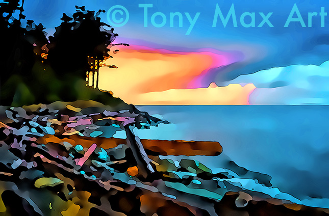 "Coastal Vista 112" – BC coast art by painter Tony Max