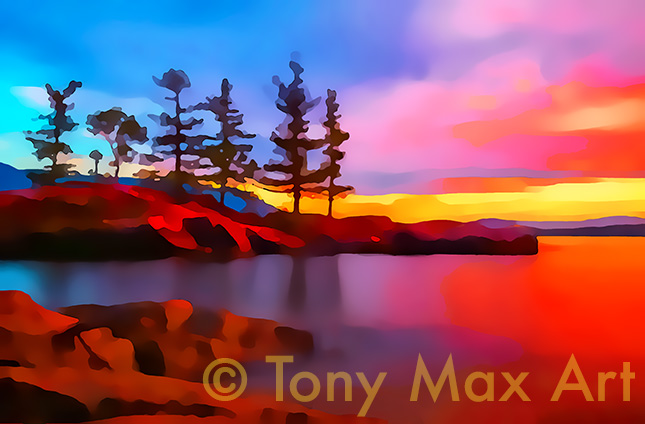 "Coastal Vista 118 – Horizontal – BC coastal prints by painter Tony Max