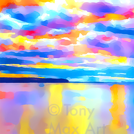 "Coastal Vista 18 – Square" – British Columbia paintings by artist Tony Max