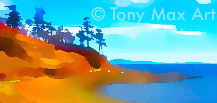 "Coastal Vista 21 – Panorama" – by B. C. painter Tony Max