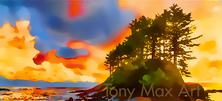 "Coastal Vista 30 – Panorama" – British Columbia paintings by painter Tony Max