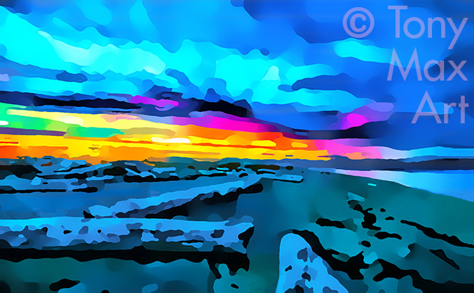 "Coastal Vista 33 – Horizontal" -  Canadian west coast paintings by painter Tony Max