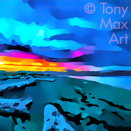 "Coastal Vista 33 – Square" – British Columbia paintings by artist Tony Max