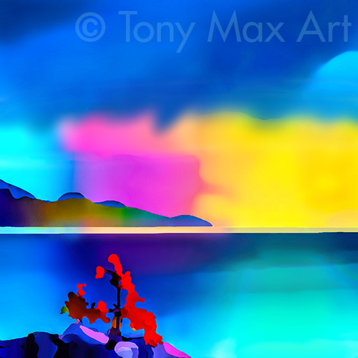 "Coastal Vista 39 – Square" – B. C. fine al art by artist painter Tony Max
