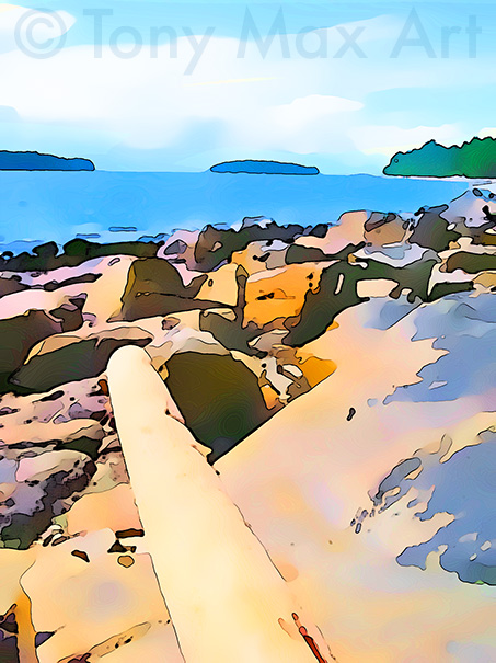 "Coastal Vista 6 – Overview – Vertical" – B. C. coast art by Tony Max