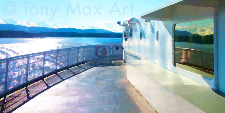 "Coastal Wayfarer" - aboard a B.C. Ferry  - BC art prints by artist Tony Max