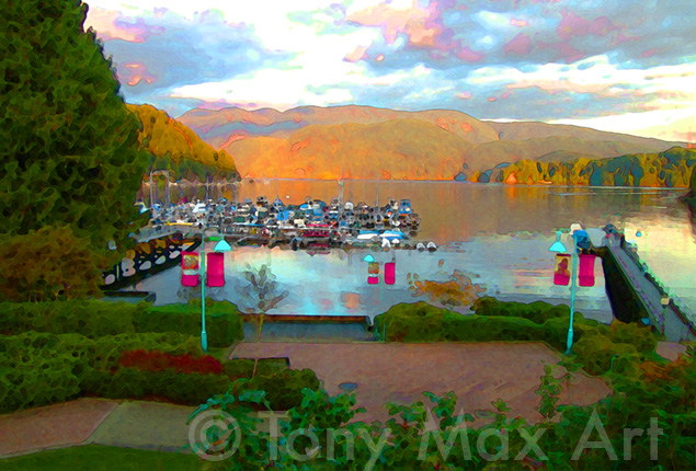 Deep Cove - Banner Evening - Tony Max Vancouver Art Posters