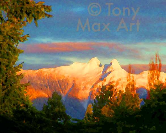 Early Light &ndash; Lions Peaks - North Shore art by British Columbia artist Tony Max