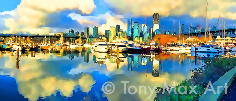 "False Creek 1 – Overview" - Vancouver art prints by artist Tony Max