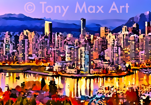 "Faalse Creek &ndash; Evening Glow &ndash; Horizontal" - Vncouver art by artist Tony Max