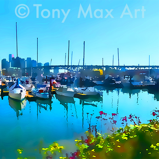 "False Creek – Midday" - Vancouver art prints by artist Tony Max