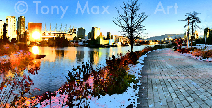 "False Creek Morning – B.C. Place" – by artist Tony Max