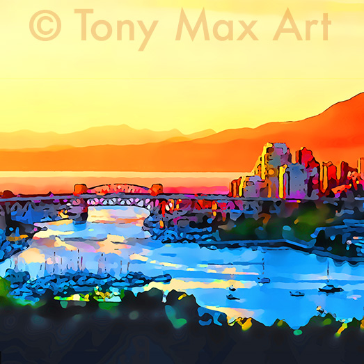 "False Creek Scenery &ndash; Square" - Vancouver print by artist Tony Max