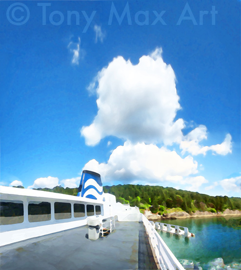 Island Shuttle - Mayne Island - BC Art Prints by artist Tony Max