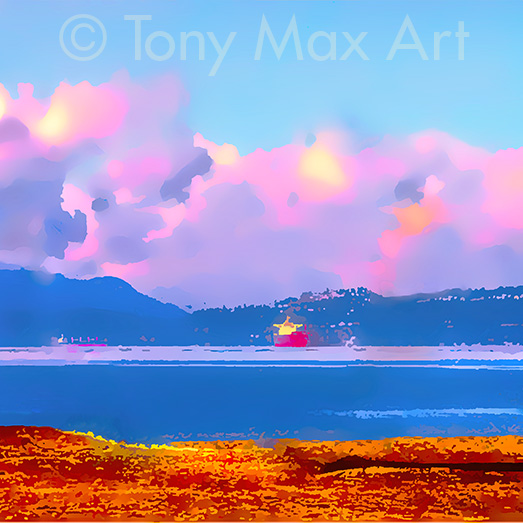"Jericho Sundown – Square"- visual art of Vancouver by master painter Tony Max