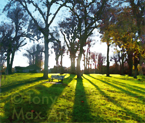 "Kits – Backlit Trees" – Vancouver art by painter Tony Max