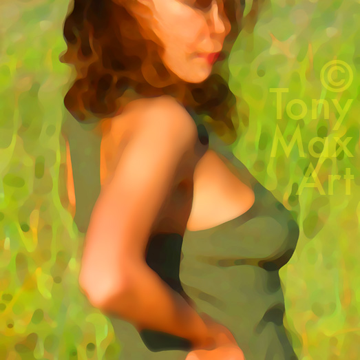 Lady in Green  - art images of women by Canadian artist Tony Max