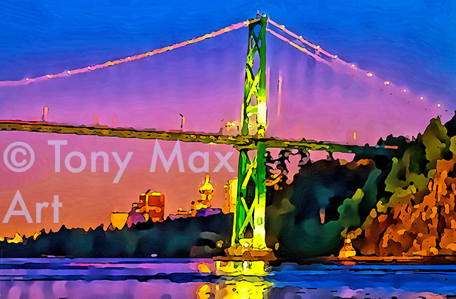 "Lions Gate Bridge Evening" - Vancouver art by artist Tony Max