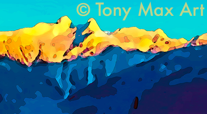 "Lions Peaks &ndash; Panorama"- Vancouver art prints by Tony Max artist