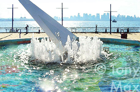 Lonsdale Quay Fountain - Vancouver Art Prints by artist Tony Max