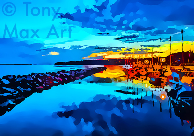 "Marina 2" &ndash; British Columbia coastal paintings by Tony Max painter artist