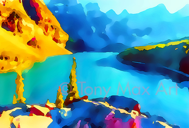 "Moraine Lake 1" –  Alberta paitnings by artist Tony Max