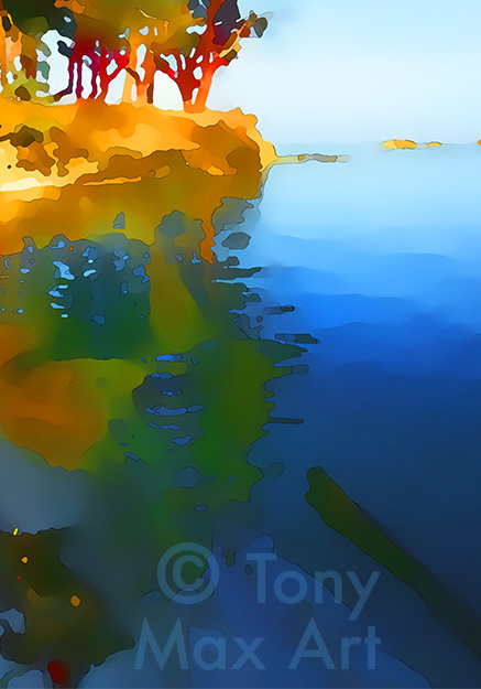 "Morning Beach – Vertical Short" – British Columbia art prints by artist Tony Max