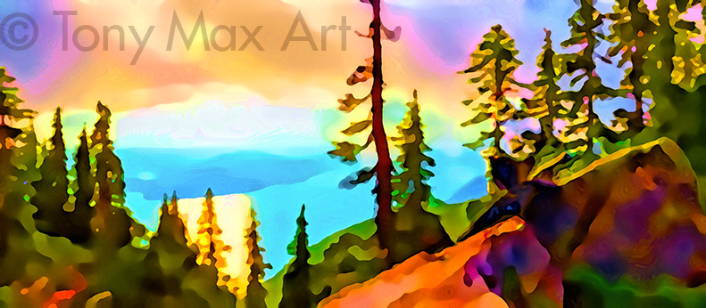 Mountain 124 – Panorama" – wilderness mountain paintings by Tony Max artist